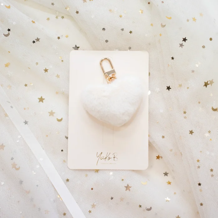 porte-clefs-pompons-blanc-9936-2000x2000px Брелок з помпоном Yuko.B - Beige - Зображення 1