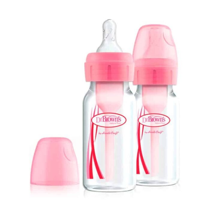 Дитяча пляшечка для годування з вузьким горлечком, 120 мл, колір рожевий 2 шт. в упаковці - Зображення 2