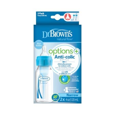 Дитяча пляшечка для годування з вузьким горлечком, 120 мл, колір блакитний, 2 шт. в упаковці