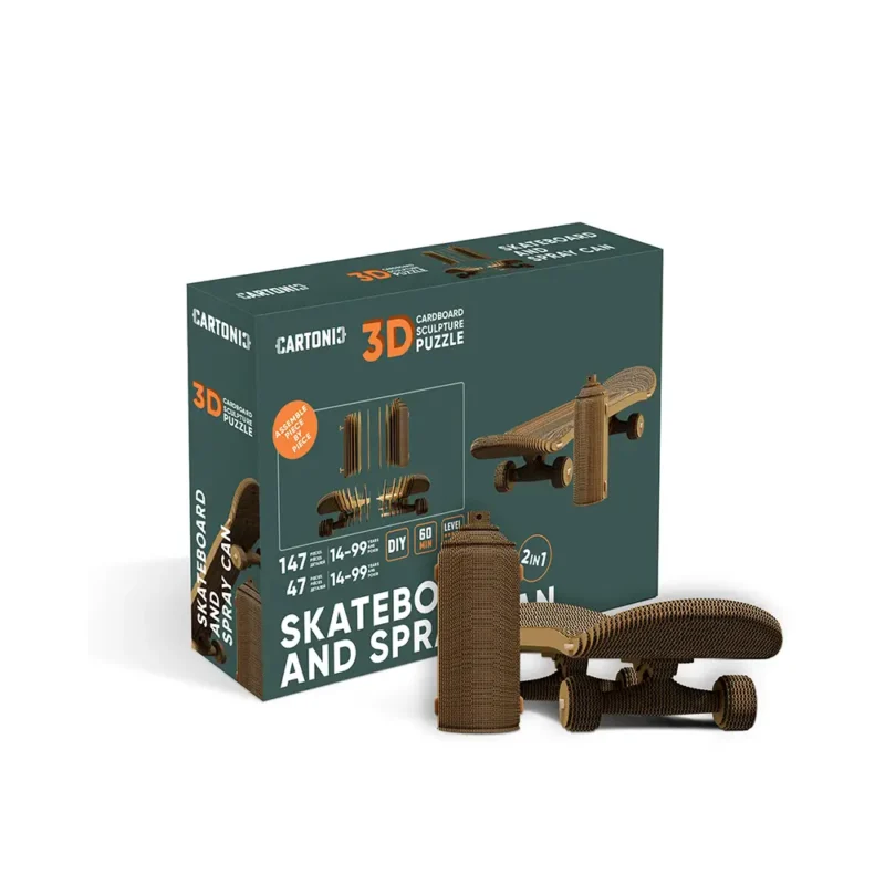 Картонний конструктор  Cartonic 3D Puzzle Skateboard and spray can