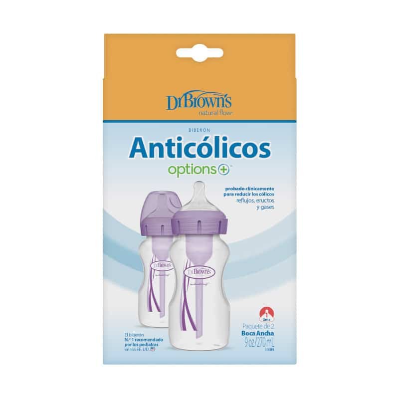 wb92603-esx_r1_pkg_b_options-_wide-neck_9oz_270ml_2-pack_purple.jpg.pagespeed.ce.s08_TPUvaE Антиколікова пляшечка для годування Option+ з широким горлечком, 270 мл, колір фіолетовий ,2 шт. в упаковці - Зображення 1