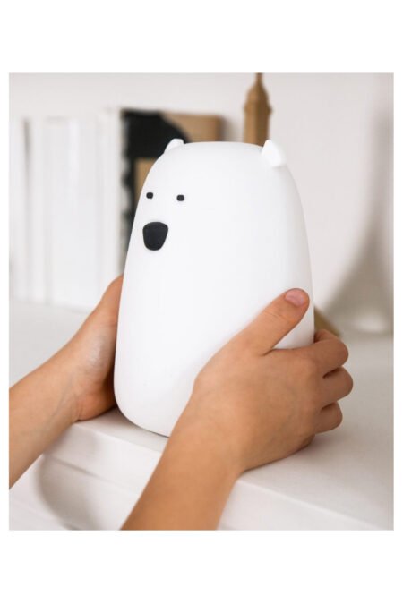 Велика силіконова лампа  Ведмедик  з пультом (біла) - Зображення 3