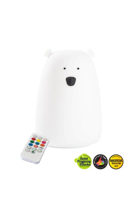 Велика силіконова лампа  Ведмедик  з пультом (біла)