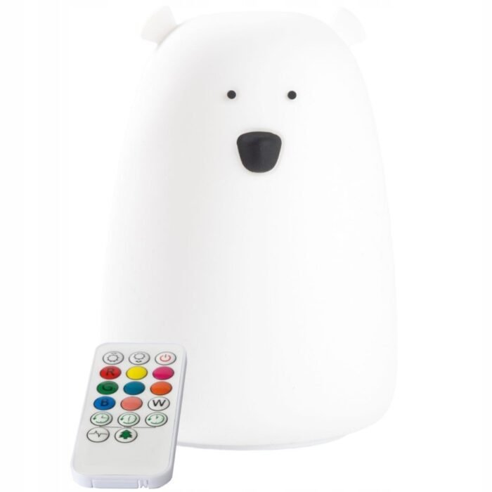 Велика силіконова лампа  Ведмедик  з пультом (біла) - Зображення 1
