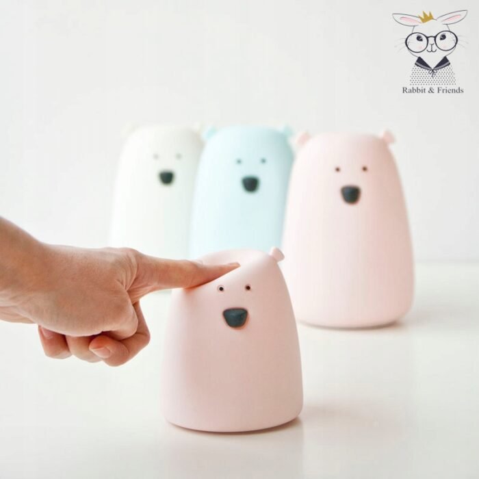 Велика силіконова лампа  Ведмедик  з пультом (біла) - Зображення 3