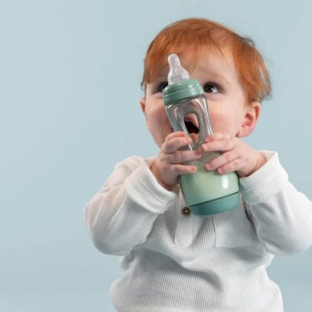 Антиколікова пляшечка із силіконовою соскою та проймою для тримання 240 мл Difrax, Sage - Зображення 2