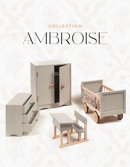 Ляльковий комод Minikane з 3 шухлядами з пудрового рожевого дерева - Зображення 3