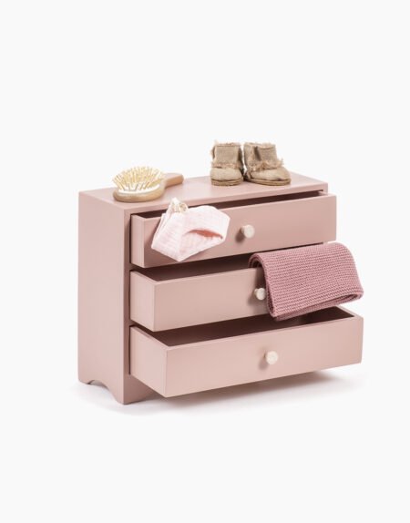 Ляльковий комод Minikane з 3 шухлядами з пудрового рожевого дерева - Зображення 5
