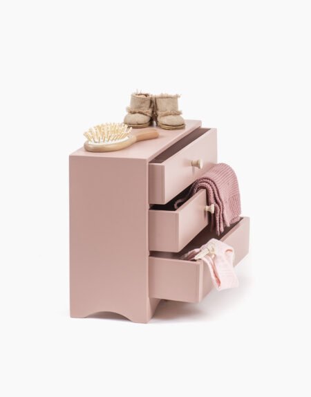 Ляльковий комод Minikane з 3 шухлядами з пудрового рожевого дерева - Зображення 4