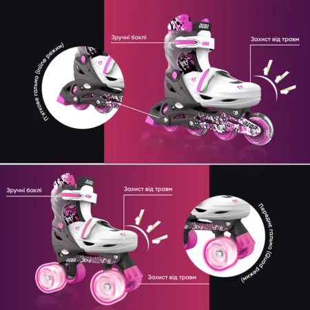 Роликові ковзани Neon Combo, розмір 30-33, рожевий - Зображення 4