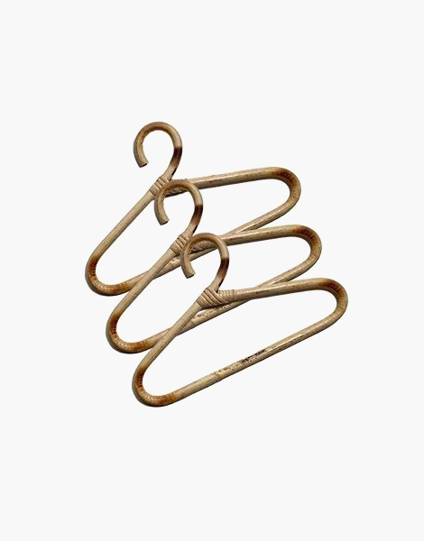Lot-de-3-cintres-en-bamboo-rotin-Minikane Вішалка для одягу Jakarta та 3 вішалки - Зображення 2