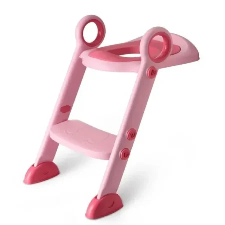 Дитяче сидіння на унітаз з драбинкою і поліуретановим кільцем, рожеве - Babyhood