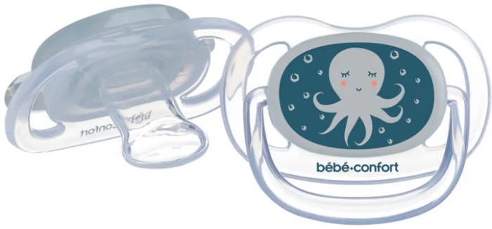 Пустушка силіконова BEBE CONFORT 2 шт PHYSIO AIR DUMMY PHOSPHO 6/18 Bblue Octopus - Зображення 1