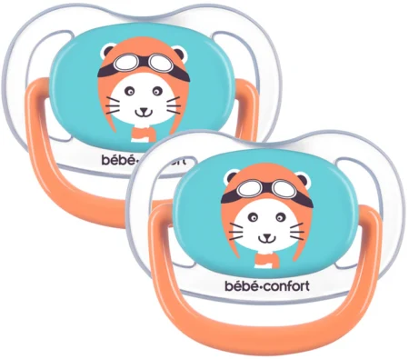 Пустушка силіконова BEBE CONFORT 2 шт PHYSIO AIR DUMMY TRAVELLER 0/6  синя та помаранчева - Зображення 3