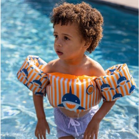 Надуваний жилет з нарукавниками 2-6 роки  Помаранчево-сині акула