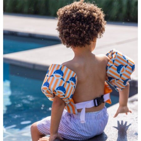 Надуваний жилет з нарукавниками 2-6 роки  Помаранчево-сині акула - Зображення 2