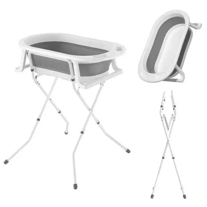 Ванночка складна, сіра з підставкою  - Babyhood - Зображення 2