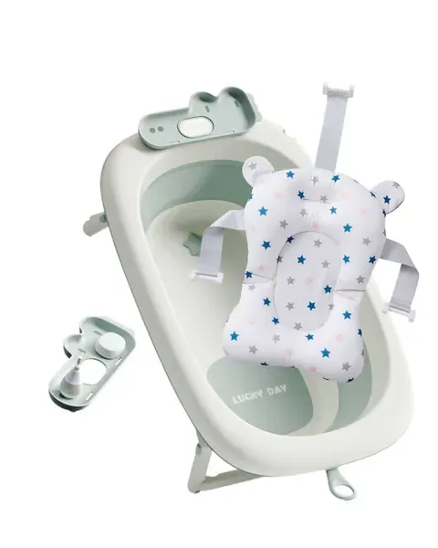 9 Набір Ванна складана Babyhood з термометром зелена та гіркою Зорепад - Зображення 1