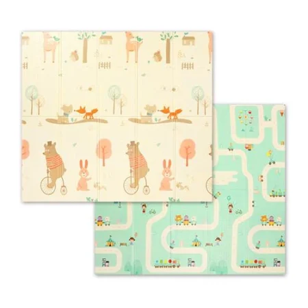 Розвиваючий килимок з спіненого XPE (2-ох стронній, Салатовий/Кремовий) (180 см x 200 см)