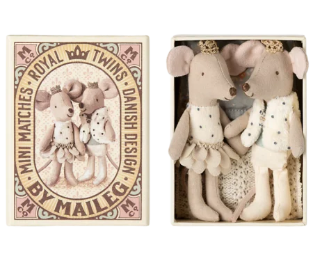 Королівські миші-близнюки Maileg, молодша сестра та брат у сірниковій коробці