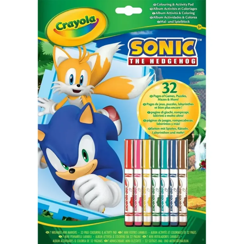 Розмальовка  Sonic , 32 сторінки та 7 фломастерів