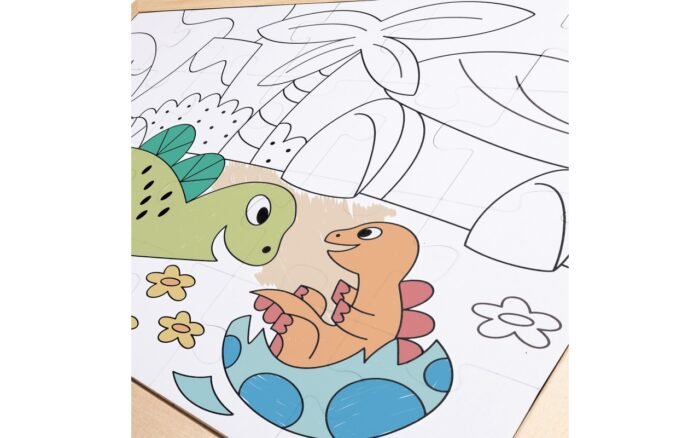 Пазл Hape Динозаври з розмальовкою (E1641) - Зображення 2