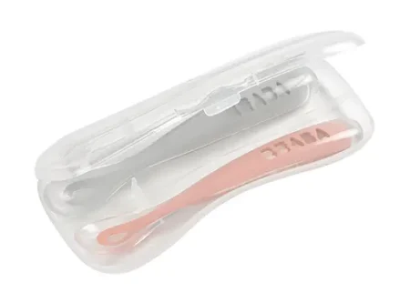 Набір з 2-ох силіконових ложок Beaba 4+ рожевий/сірий - Зображення 4