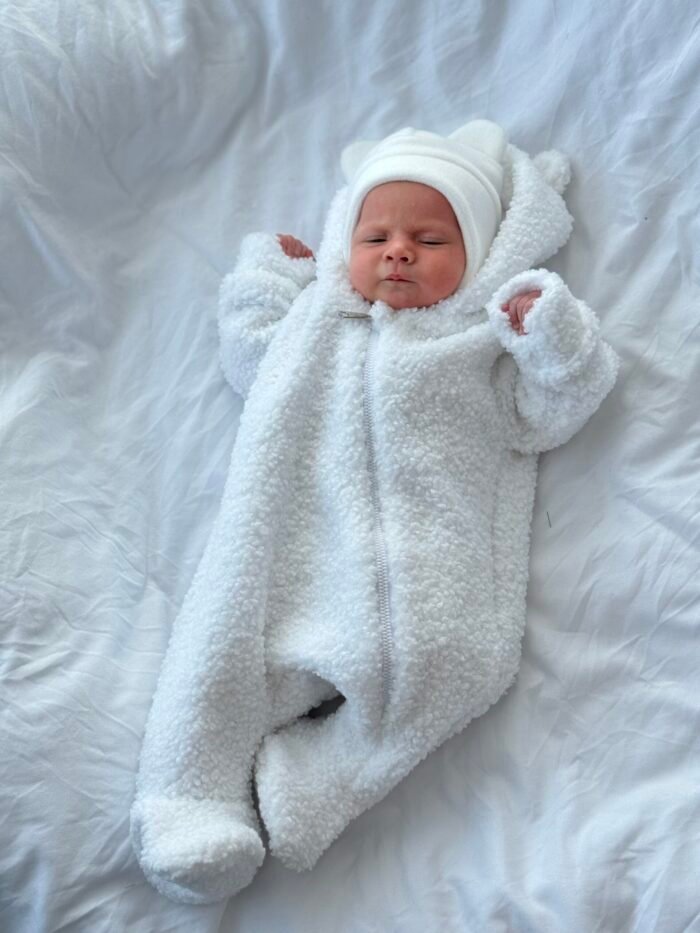 Демісезоний плюшевий комбінезон TEDDY білий 68 - Зображення 1