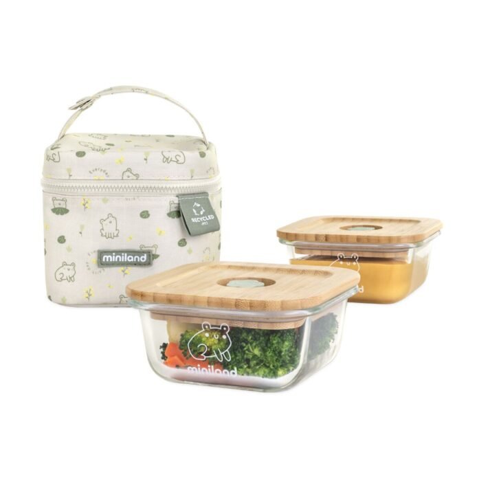 Термосумка с контейнерами (стекло) 2x210 мл Pack-2-go EcoSquare Frog - Зображення 1