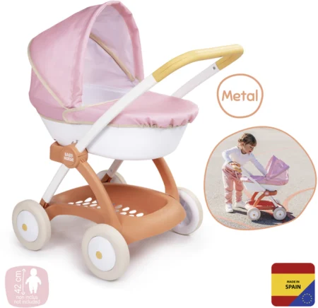 Коляска для ляльки Baby Nurse  Теракотова пудра , люлька з корзиною, 18 міс.+ - Зображення 2