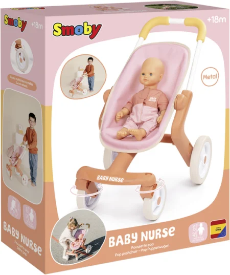 Коляска для ляльки Baby Nurse  Теракотова пудра. Прогулянка , з поворотними колесами, 18 міс.+