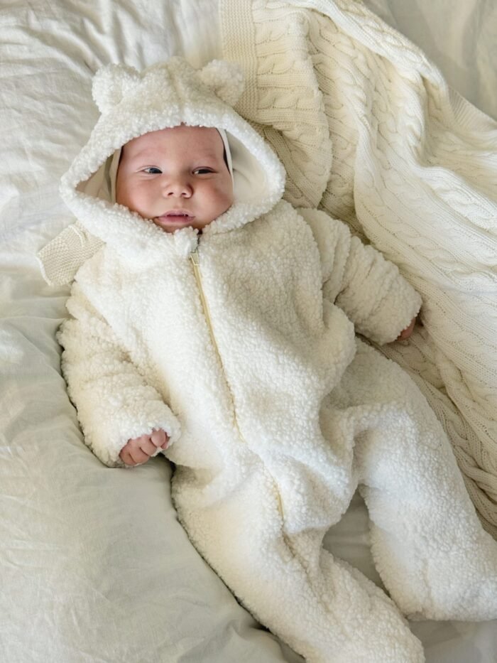 Демісезоний плюшевий комбінезон TEDDY молочний 62 - Зображення 1