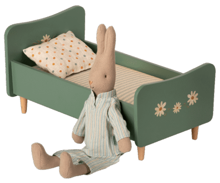 Аксесуари для ляльок - Ліжко дерев'яне міні, м'ятно-блакитний - Зображення 2