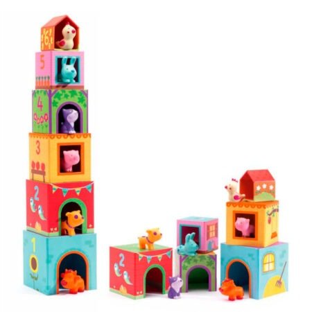 Набір кубиків картонних з аксесуарами арт.DJ09108 DJECO Гра Топанімо ферма 6 кубиків +6 тварин - Зображення 3