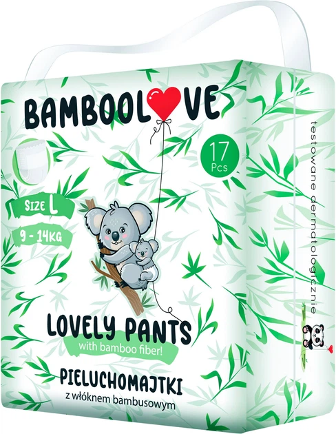 1 BAMBOOLOVE Підгузники-трусики LOVELY PANTS, розмір L (9-14 кг), 17 шт - Зображення 1