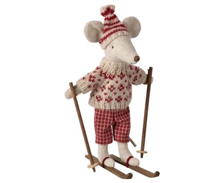 Мишка зимова з лижним набором, Мама - Червона - Зображення 3