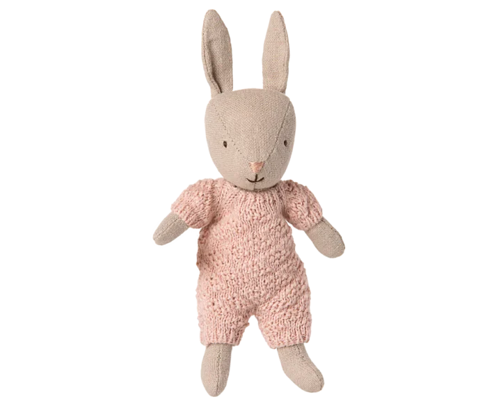 Maileg кролик у в'язаному трикотажному костюмі - Мікро, рожевий - Зображення 1