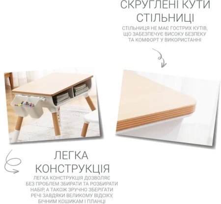 2035055 Комплект столик  Мультивуд 3 в 1  та стілець + подушка на стілець та набір фломастерів - Зображення 4