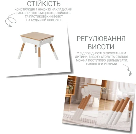 2035055 Комплект столик  Мультивуд 3 в 1  та стілець + подушка на стілець та набір фломастерів - Зображення 5