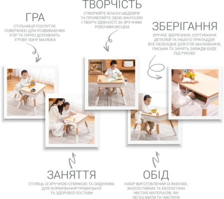 2035055 Комплект столик  Мультивуд 3 в 1  та стілець + подушка на стілець та набір фломастерів - Зображення 6