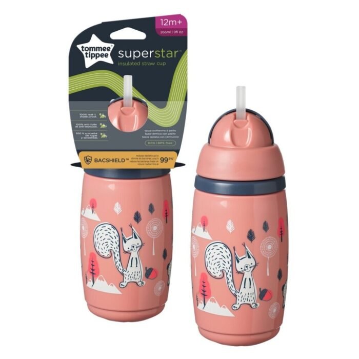 Термочашка Tommee Tippee SUPERSTAR  с трубочкой 266 мл 12 мес розовая  (TT0398) - Зображення 3