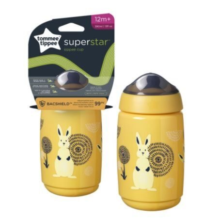 Чашка Tommee Tippee SUPERSTAR с  носиком 390 мл 12 мес желтая (TT0374)