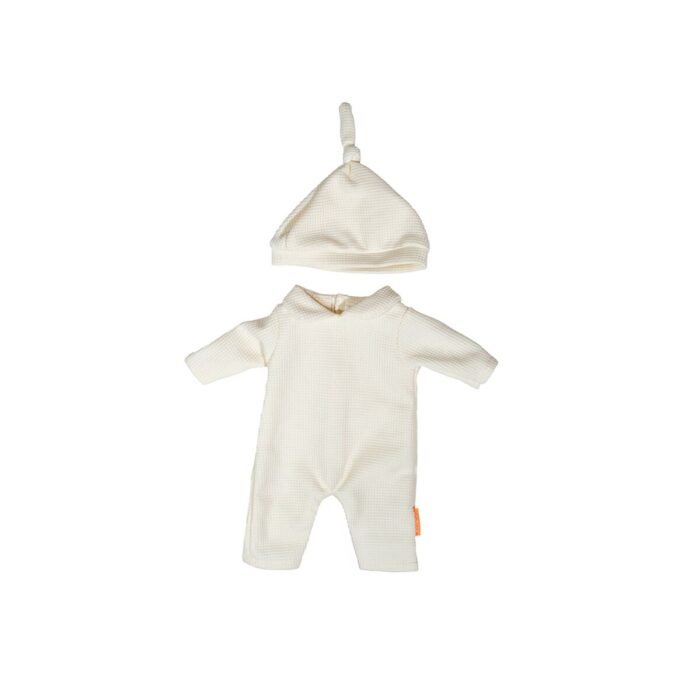 Аксесуар для ляльки Miniland Бежева піжама з шапочкою, 38 см - Зображення 1