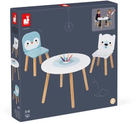 Столик та 2 стільчики Janod Ведмедик та пінгвін