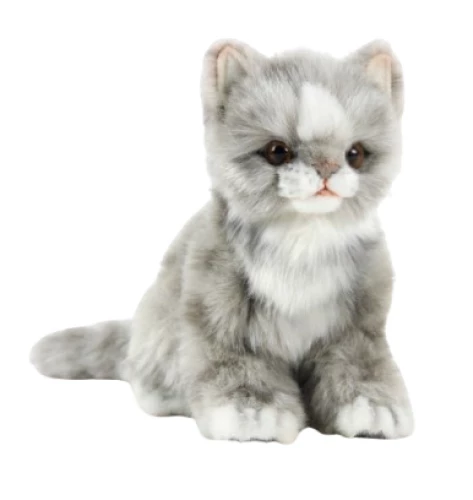 1 Hansa: М'яка іграшка Жакардове сіре кошеня, що сидить висота 19см - Зображення 1