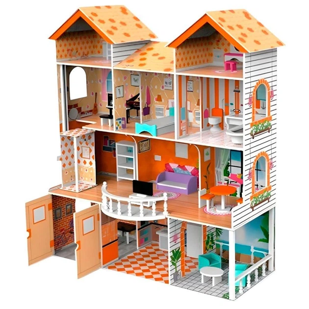 1 Дерев'яна іграшка Будиночок TX1283 120-50-134 см., 3 поверхи, меблі, кор., 126-45,5-17 см. - Зображення 1