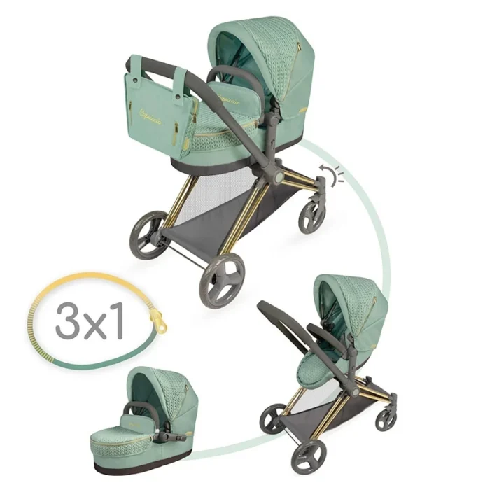 Візок 81773 для ляльки, трансформер, 3в1, люлька, кошик, сумка, мет., кор., 41-54-14 см. - Зображення 1