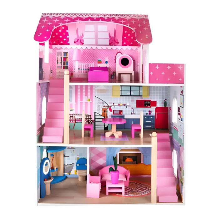 Дерев'яна іграшка Будиночок CHP-WW1 61-28,5-81 см., 3 поверхи, меблі, кор., 67-22-35 см. - Зображення 3