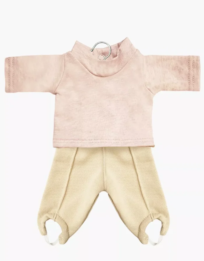 Комплект з трикотажної майки меланжового кольору та флісових легінсів для ляльок 37см та 37см - Зображення 1