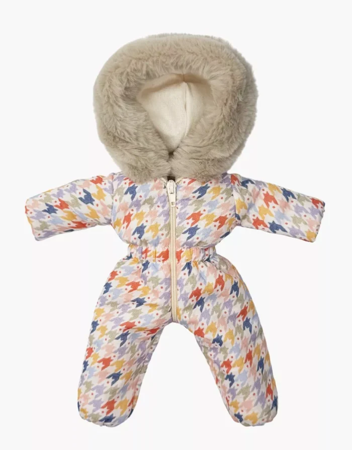 Лижний костюм Gigi з принтованої бавовни з обробкою зі штучного хутра для ляльок Amigas розміром 32 см. - Зображення 1